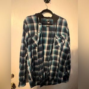 Men’s Flannel button up hoodie xl